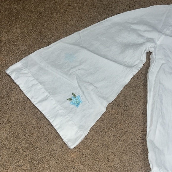 Andie x Fanm Mon The Serik Mini Dress Linen Embroidered Floral White Medium - Picture 7 of 13